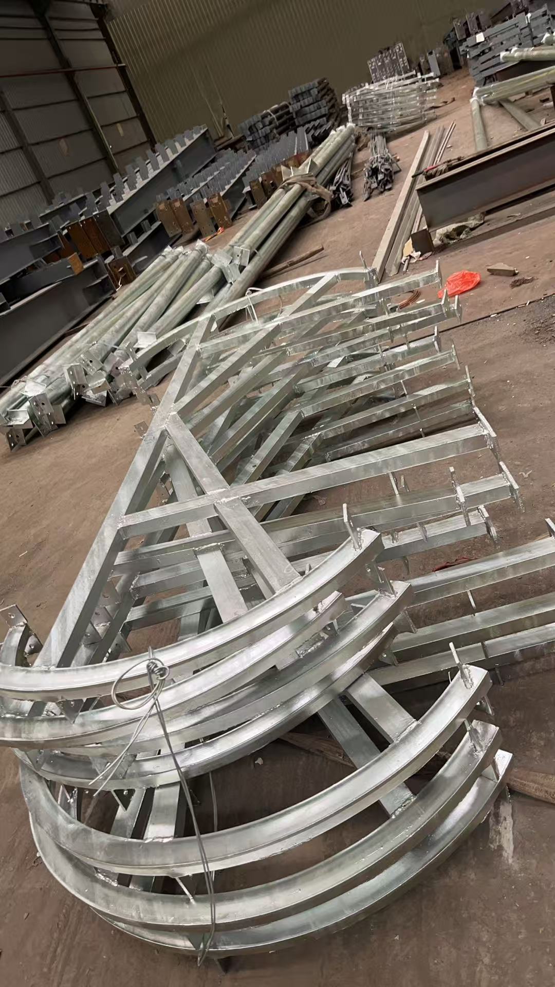 Fabricated steel components prepared in the factory for the Djibouti steel structure project