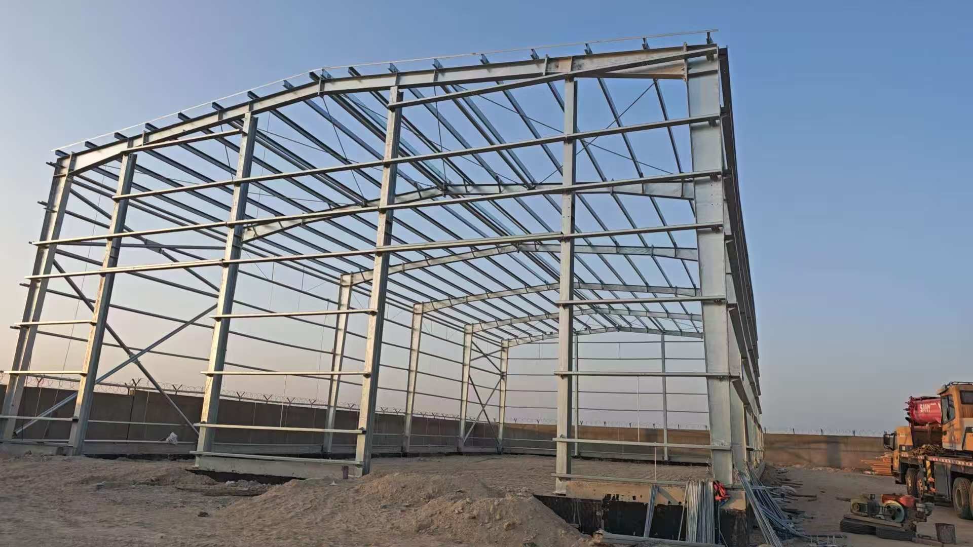 Main steel frame installed on site for the Djibouti steel structure building