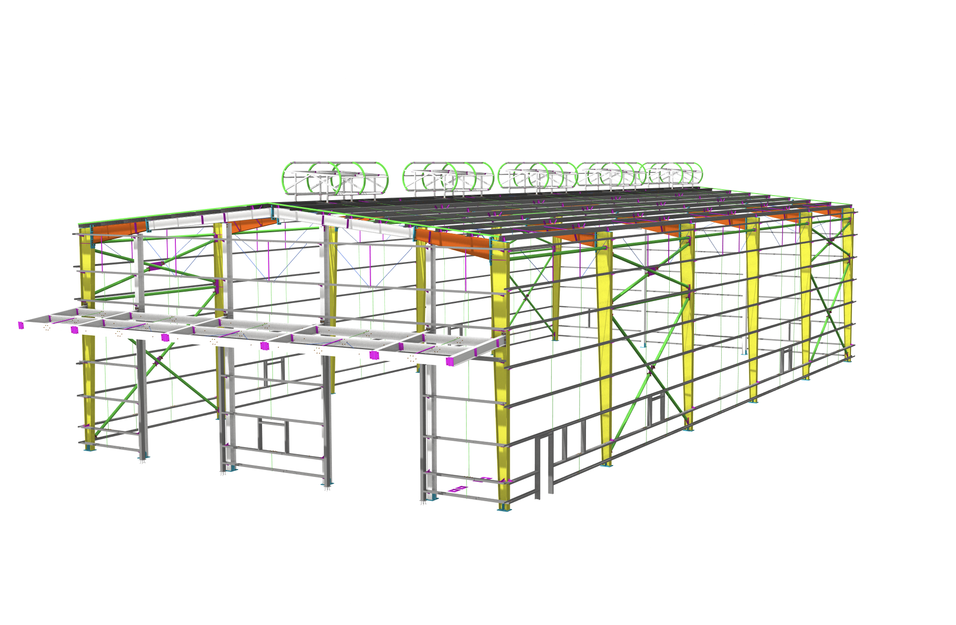 Design model reference showing the steel frame layout for the Djibouti steel structure project