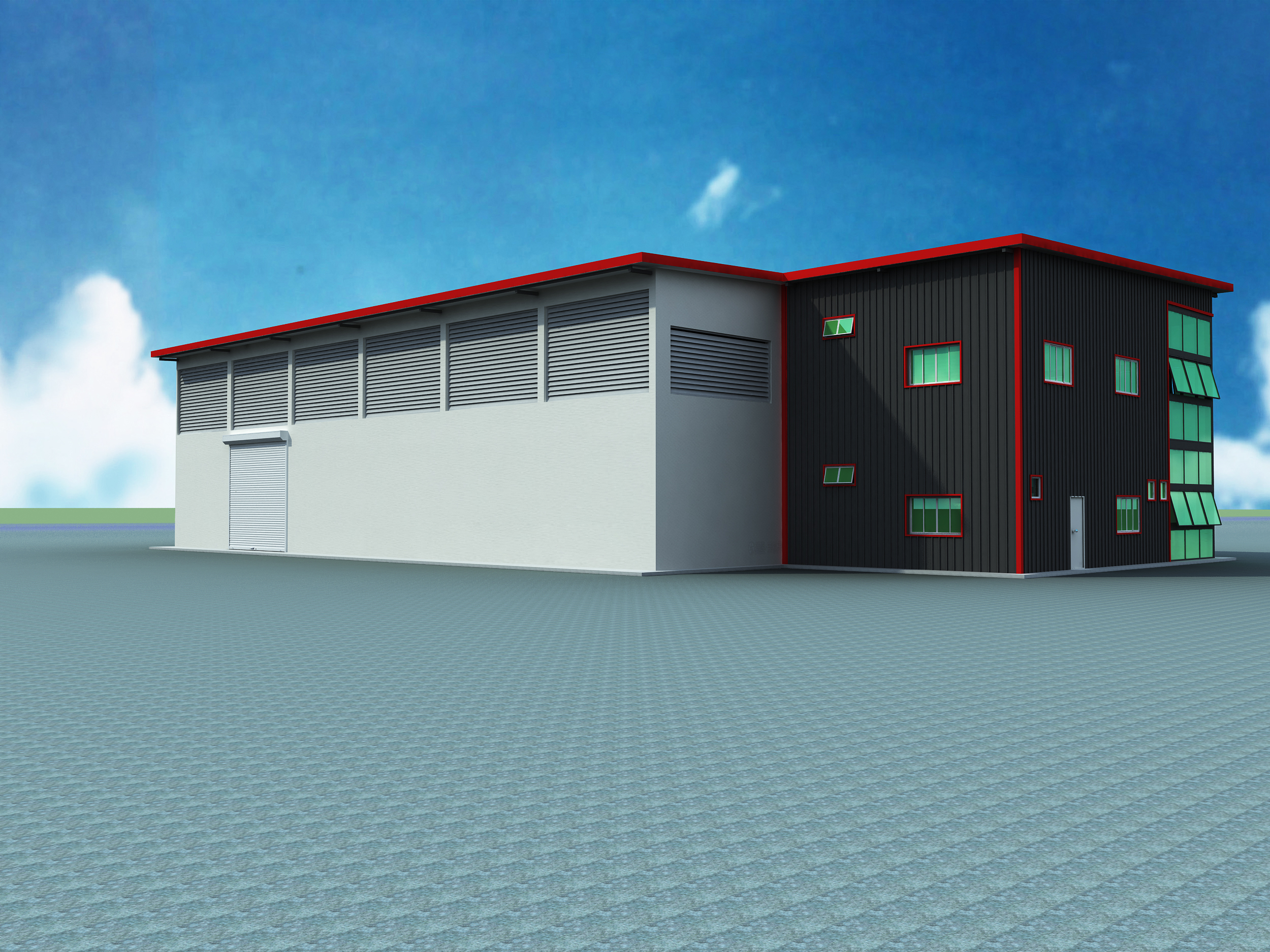 Design rendering of the Thailand steel structure workshop installation project