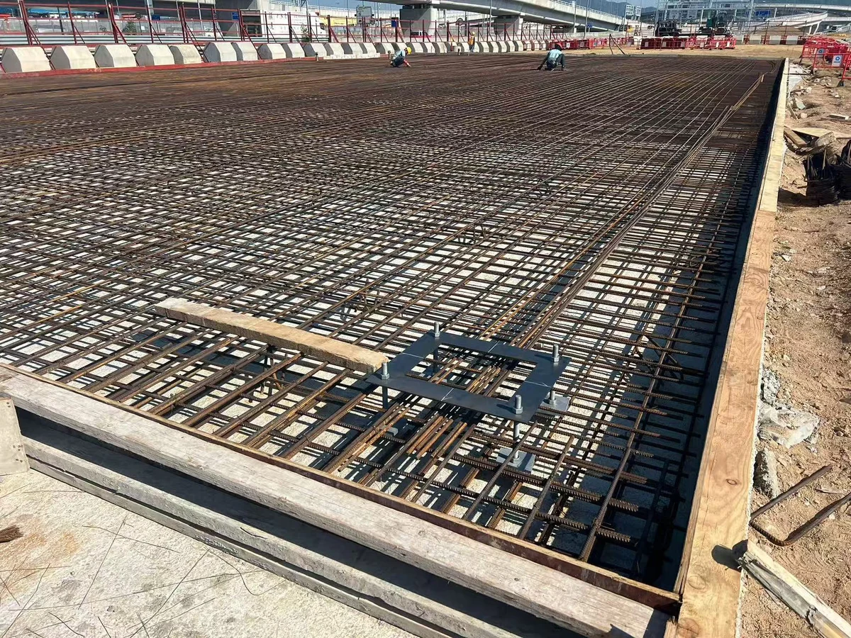 Rebar and anchor bolt preparation for a steel structure office building