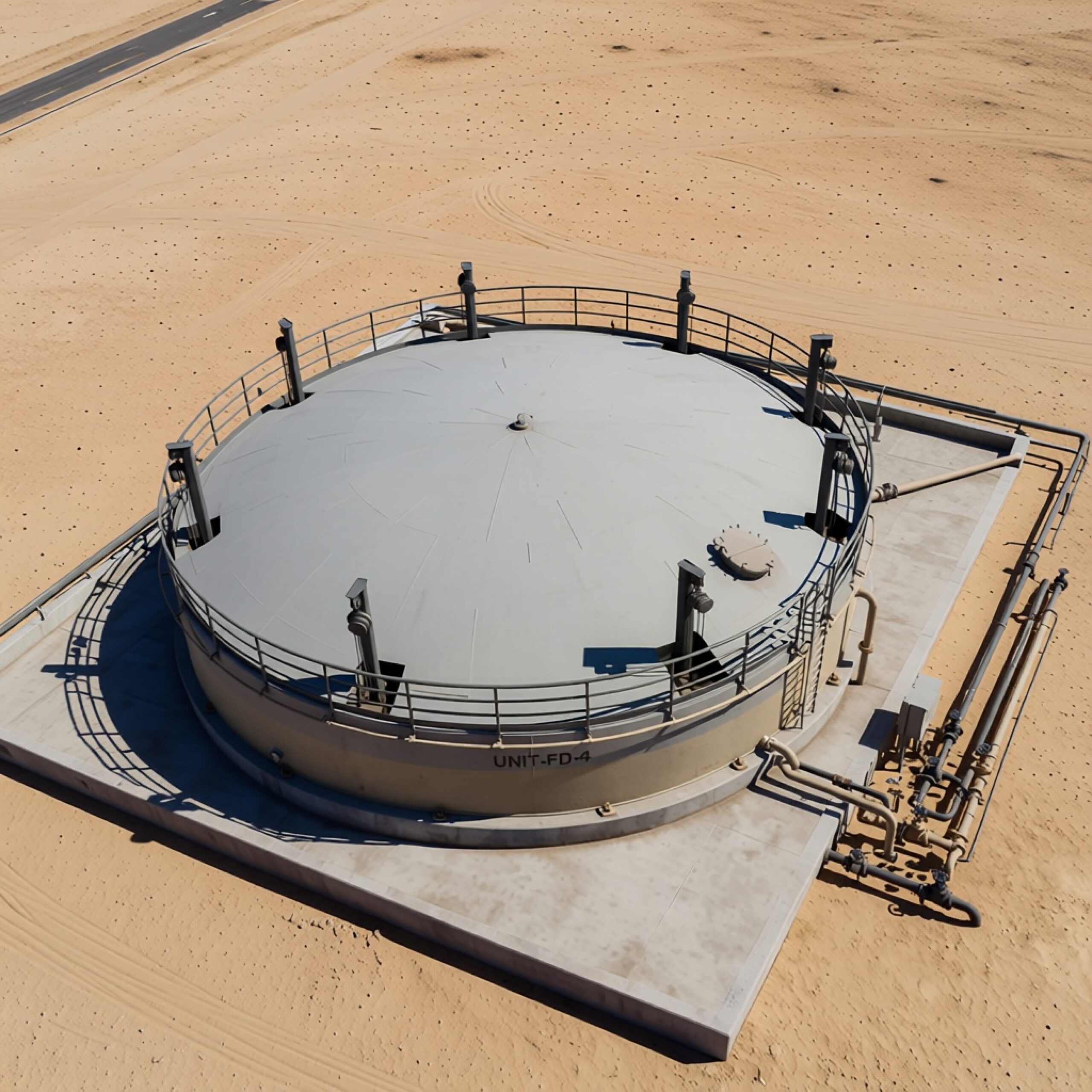 Industrial Steel Storage Tank Project with Access Platform and Pipeline System